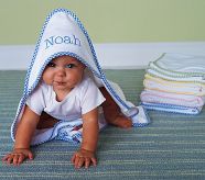 Gingham Hooded Bath Towel, Blue