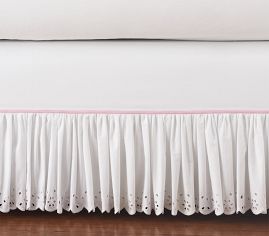 Eyelet Bed Skirt, Pink, Queen