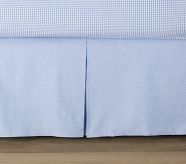 Chambray Pleated Bed Skirt, Twin, Blue
