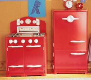Red Retro Kitchen Oven & Icebox Set