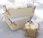 Bailey Small Square Side Tie Storage, Cream Dot