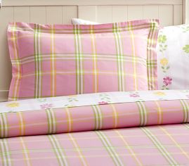 Emily Plaid Duvet Cover, Twin, Pink