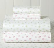 French Rose Sheet Set, Twin, Small Floral, Green