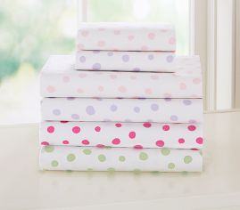 Polka Dot Sheet Set, Twin, Bright Pink
