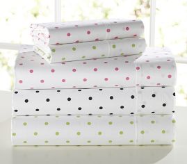 Addison Tiny Dot Sheet Set, Twin, Black