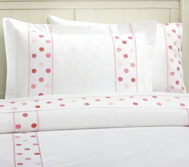Isabelle Embroidered Dot Duvet, Pink, Twin