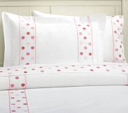 Isabelle Embroidered Dot Duvet, Pink, Twin