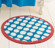 Round Dot Bath Mat, Blue