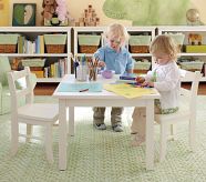 White Table With Set of 2 White Chairs