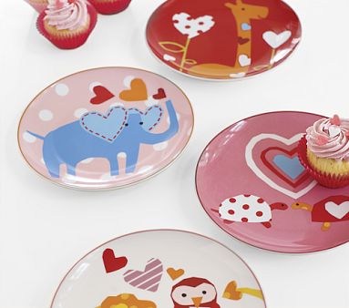 Set of 4 Valentine's Day Ceramic Plates