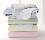 Dot & Stripe Chamois Blanket, Blue