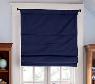 Solid Twill Pole Pocket Roman Shade w/ Valance, 23 x 64", Navy
