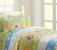 Green Daisy Garden Quilted Bedding