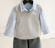 Cotton Cashmere Vest with Tipping, 0-3 Months