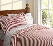 Herringbone Stripe Duvet Cover, Twin, Navy