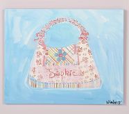 Personalized Purse Art, Blue Background