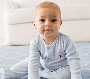 Mini Stripe Footed One Piece, Oatmeal, 0-3 Months