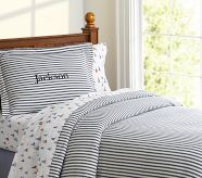Herringbone Stripe Duvet Cover, Twin, Red