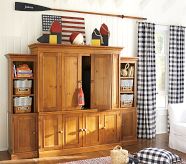 Thomas Extra Wide Armoire with Narrow Cabinets & Hutch, Rustic Sun Valley Espresso