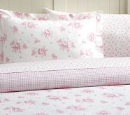 French Rose Duvet Cover, Twin, Large Floral/Plaid, Green