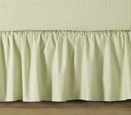 Chambray Ruffle Bed Skirt, Twin, Blue