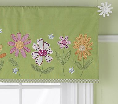 Daisy Garden Valance, Green