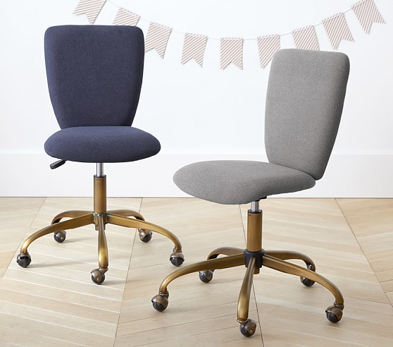 Square Upholstered Desk Chair, Brass Base | Pottery Barn Kids
