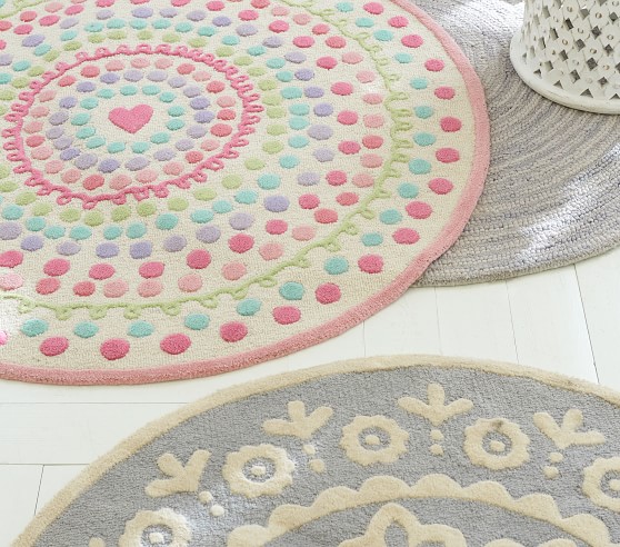 Heart Dot Round Rug | Pottery Barn Kids