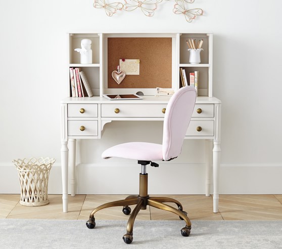 Round Upholstered Desk Chair, Brass Base | Pottery Barn Kids