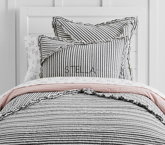 Parure De Draps Pottery Barn Teen - Twin XL, Blanc, Motif Coeurs (État Impeccable)