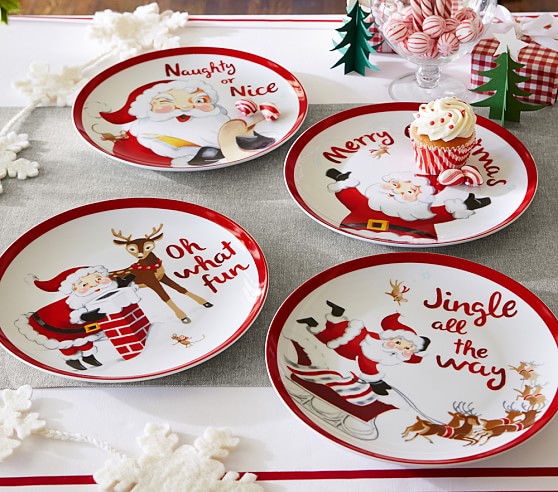 Santa Ceramic Plate Set | Pottery Barn Kids