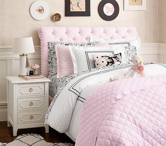 Chesterfield Upholstered Bed & Headboard | Pottery Barn Kids