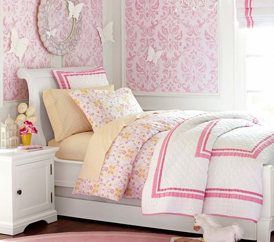 Housse De Couette Pottery Barn Kids Butterfly Damask Floral Full Queen Rose