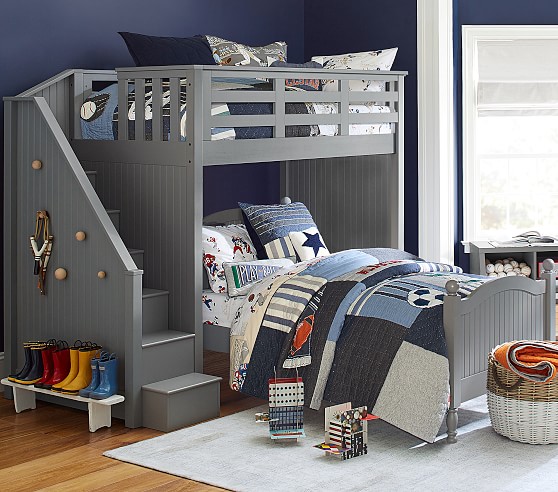 catalina stair loft bed & lower bed set | pottery barn kids