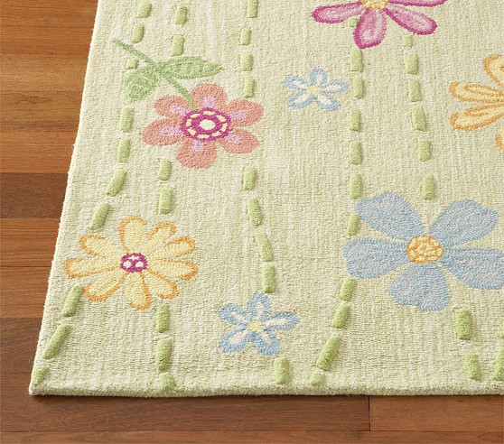 Green Daisy Garden Rug Swatch | Pottery Barn Kids