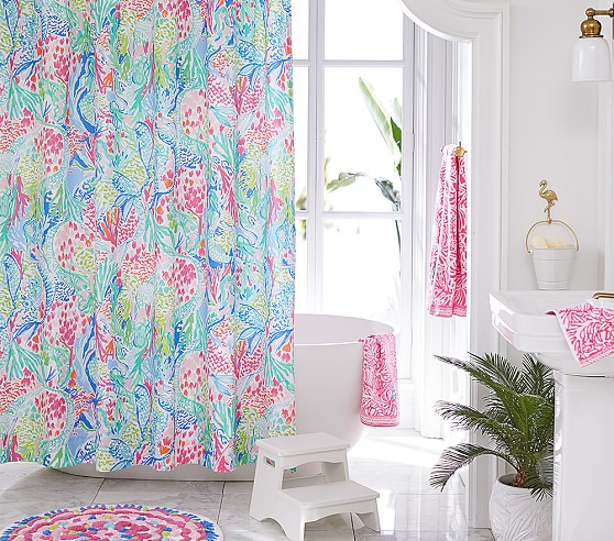 lilly pulitzer mermaid cove kids shower curtain | pottery