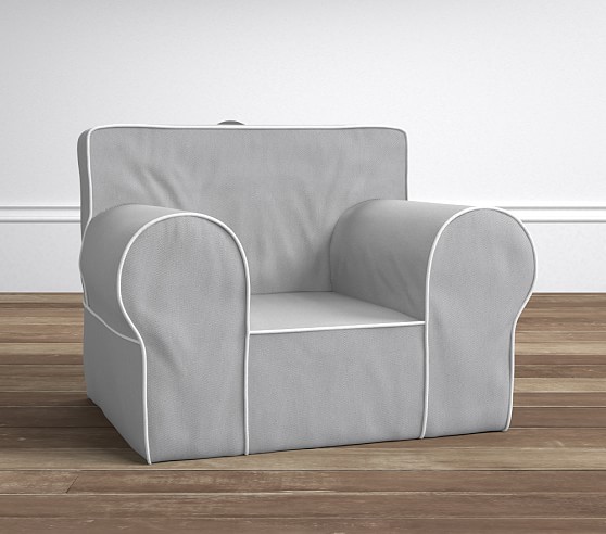 Gray With White Piping Oversized Anywhere Chair Oversized Kids