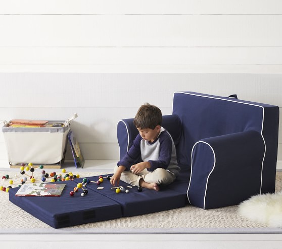 Navy With White Piping Anywhere Sofa Lounger Kids Lounge