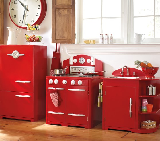 Red Retro Play Kitchen Collection Pottery Barn Kids