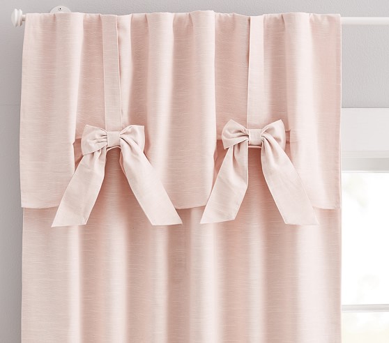 Evelyn Linen Blend Bow Valance Kids Blackout Curtain | Pottery Barn Kids