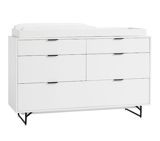white modern changing table