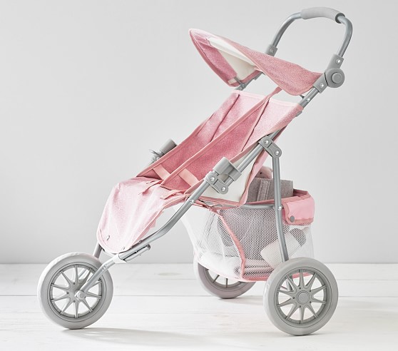 pink stroller & dolls bed twin pack