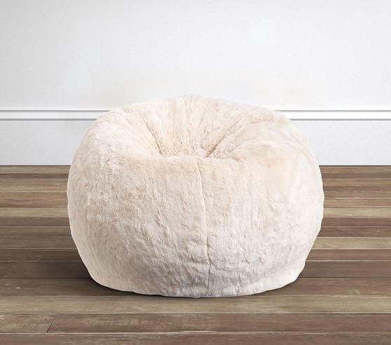 Ivory Faux Fur Anywhere Beanbag Kids Bean Bag Chairs Pottery
