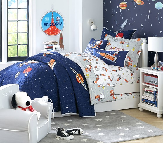 Glow In The Dark Snoopy Space Kids Quilt Pottery Barn Kids