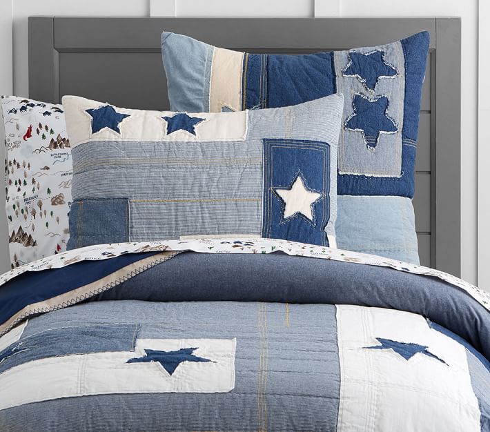 Junk Gypsy Star Denim Patchwork Kids' Comforter Set Pottery Barn Kids