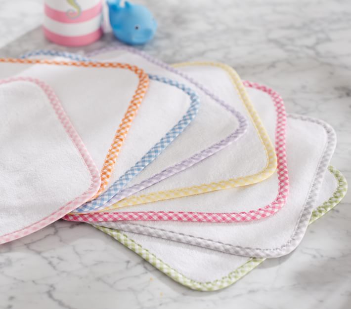 Gingham Baby Hooded Towel & Washcloths Sets Pottery Barn Kids