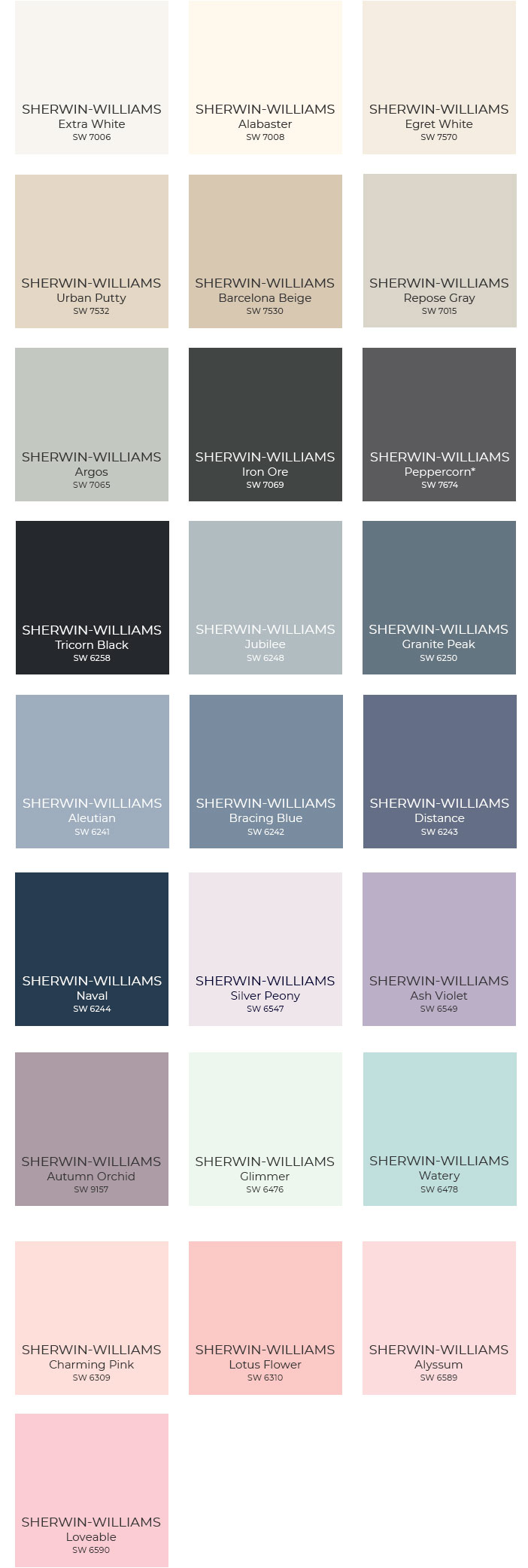Sherwin Williams Car Paint Color Chart